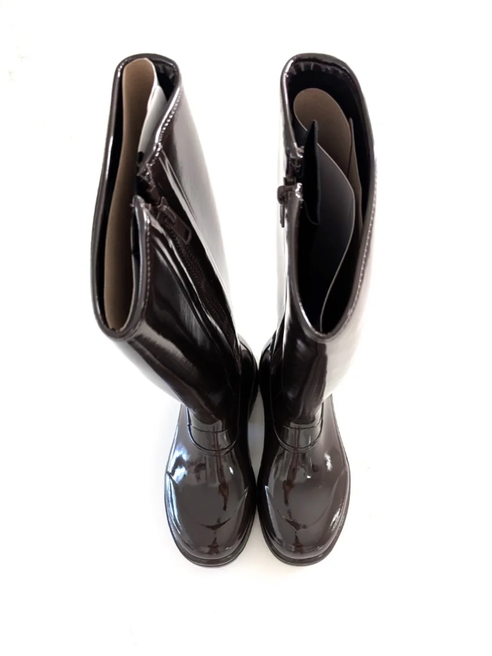 KASSL Editions x Tretorn Tijntje Tall Rain Boots Shiny Coffee Brown EU 39 US 8